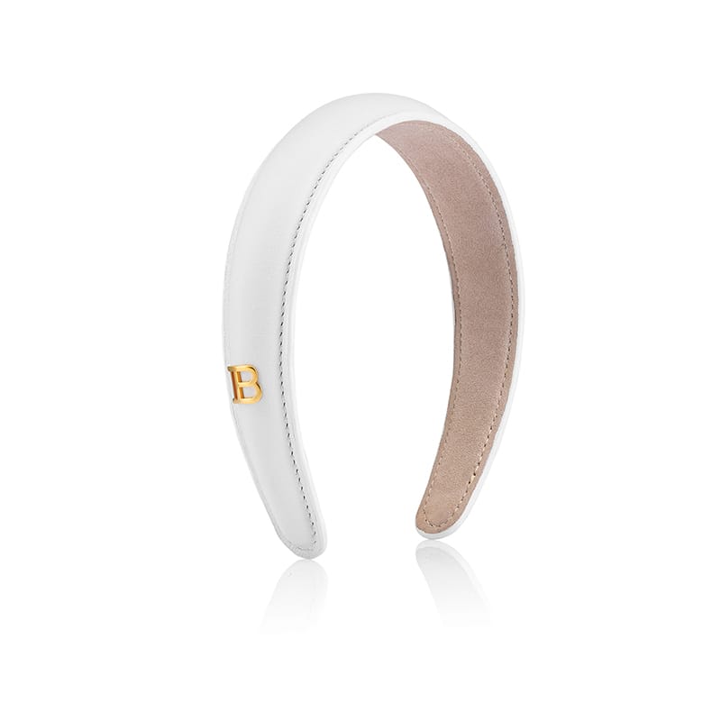 Balmain Limited Edition White Leather Puffed Headband