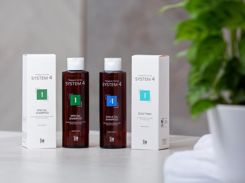 System 4 Special Shampoo, Shale Oil Shampoo och Scalp Tonic